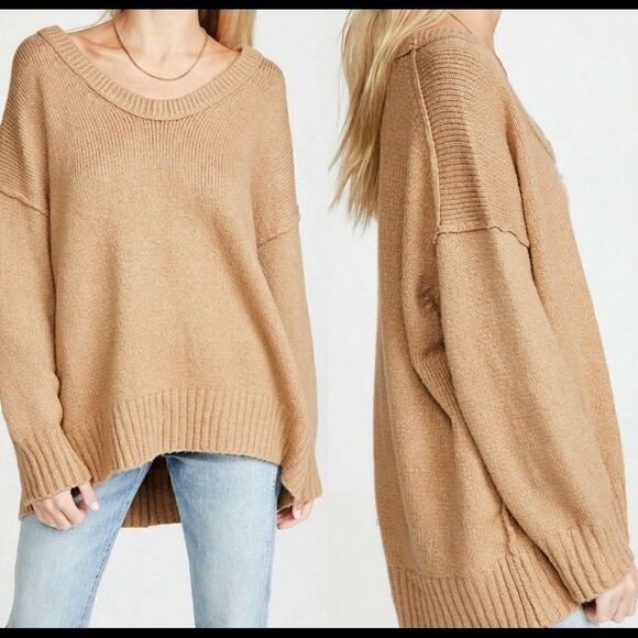 Free People Brookside Tunic Sweater Scoop Neck Oversize Desert Ca… - Picture 8 of 8
